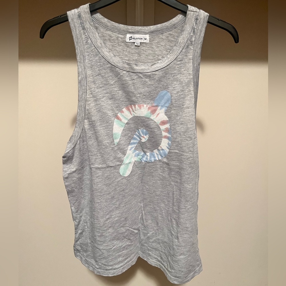 Peloton Gray Sleeveless Tank Top with Blue Accents